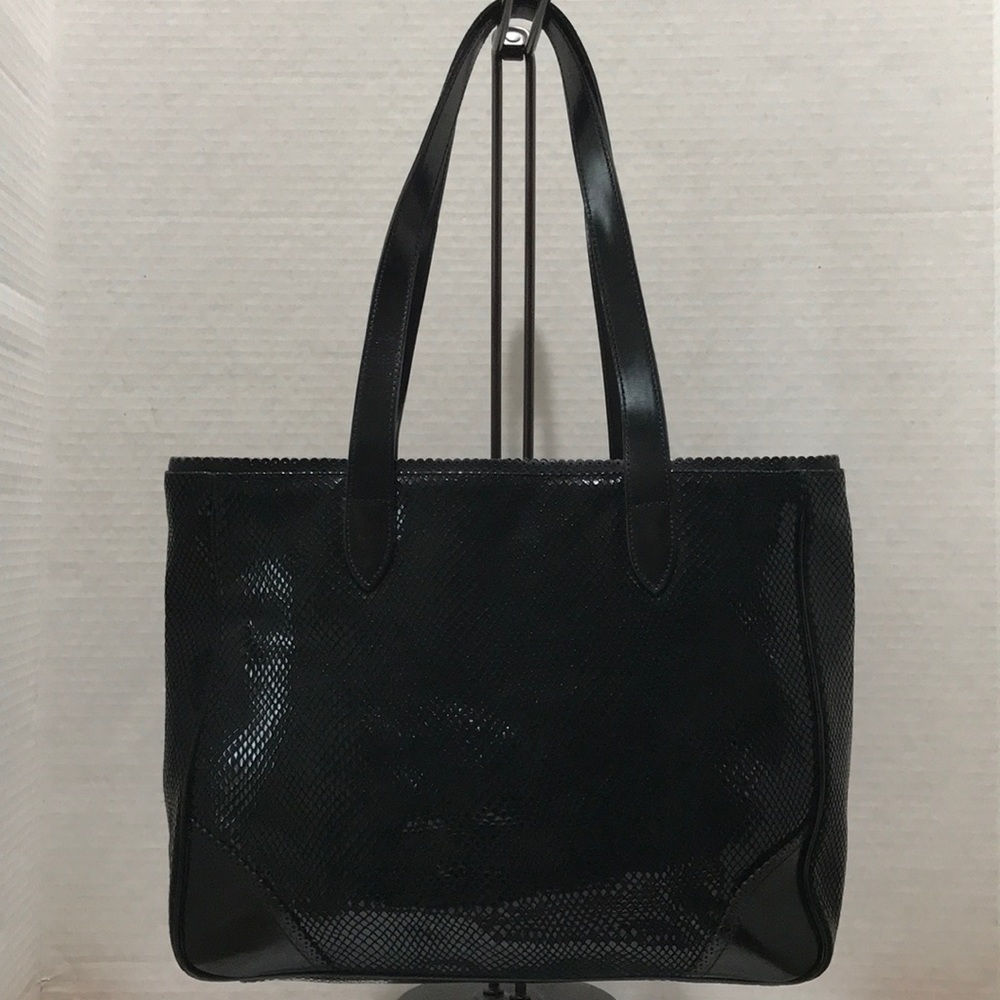 GRUPO ITALIANO Black Embossed Leather Tote